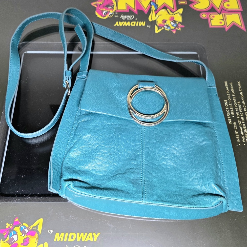 Vince Camuto Livy Leather Crossbody Shoulder Bag Flap Boho Deep Teal